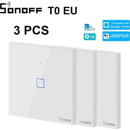 1/3PCS SONOFF T0 EU TX-Series WiFi Smart Switch Home Automation WiFi Wall Switches Compatible With EWelink Google Home Alexa