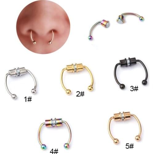 2021 New 1Pc Fake Nose Ring Hoop Nose Septum Rings Goth Magnet Nose Punk Fake Body Piercing Jewelry For Women Fashion Gifts