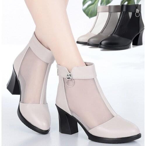 New Womens Sandals, Womens Net Boots, Hollow Mesh High-heeled Womens Net Shoes, Short Net Boots, High-top Cool Boots