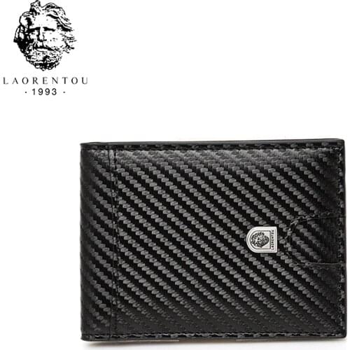 LAORENTOU New Mens Short Large-Capacity Wallet Ultra-Thin Simple Business Wallet Drivers License Father Youth Birthday Gift