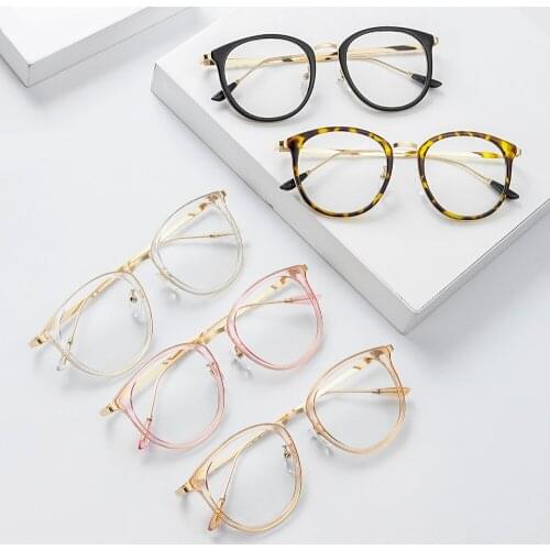 1PC Retro Anti Blue Ray Computer Glasses Women Leopard Round Eye Glass Men Blue Light Blocking Fashion Eyewear Optical Frames