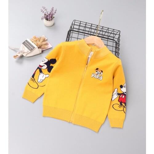 Fall Kids Clothes Cartoon Mickey Mouse Embroidery Knitted Cardigan Sweater Fashion Little Children Tops Boys Christmas Outfits