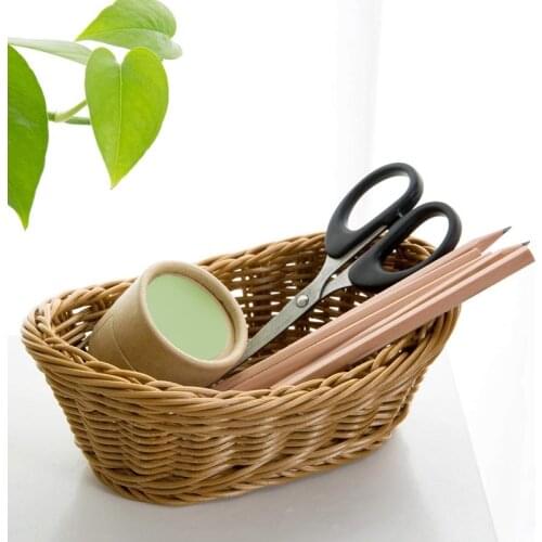 Oval Wicker Woven Basket Bread Basket Serving Basket Storage Basket for Food Fruit Cosmetic Storage Table Top 11 Inch