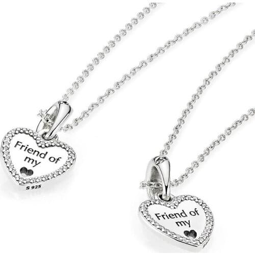 High Quality S925 Sterling Silver Simple Original 792147cz Friend Of My Heart Hanging Charm Cs1720 Necklace Set Charming Gift