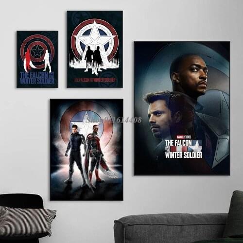 Falcon and Soldier Marvel Movie Poster Wall Art Print Canvas Painting Anime Picture on The Living Room Wall Disney Bedroom Decor