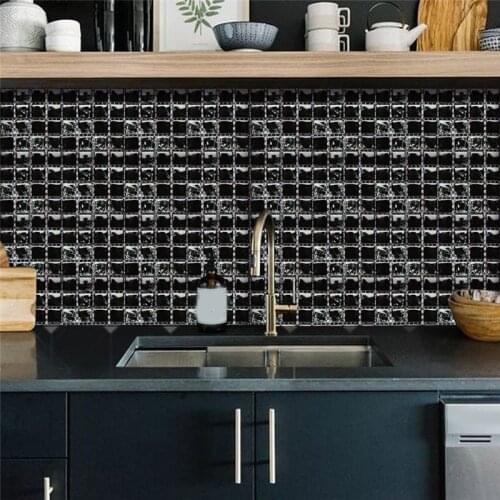 3D PVC Tile Sticker Self-Adhesive DIY Waterproof Tile Wall Sticker for Home Living Room Bathroom Kitchen Decor 10X10CM LXY9