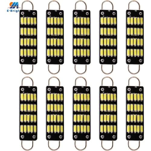 10PCS Festoon C5W Led Rigid Loop 44MM Dome Map Light Car Bulbs 12VDC 4014 4410 561 567 562 License Plate Lamp White Interior
