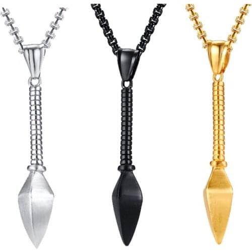 Vinking Mens Black Lance Pendant Necklace Menstyles Moda Masculina Spire Pendent Jewelry Stering Hippiechic Gothic Guy Metalart
