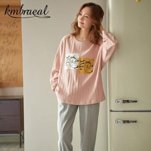 Women Pajama The Spring and Autumn Pure Cotton Long Sleeve Soft Female Sleepwear Leisure 2 Piece Set Household To Take Cartoon