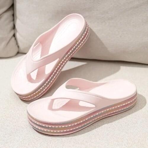 Apanzu 2021 Women Flip Flop Slippers Summer Outdoor Sandals Female Wedges Slides Fashion Colorful Platform Woman Slippers