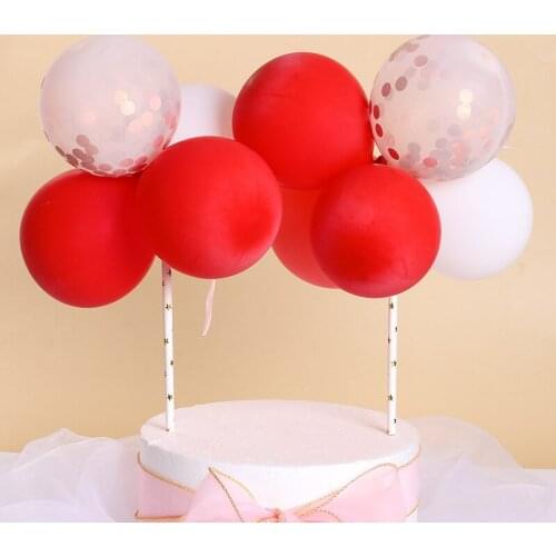 1bunch Balloon Cake Topper Balloon Dessert Top Flags for Birthday Decoration Wedding Party Baby Shower Cake Topper Supplies