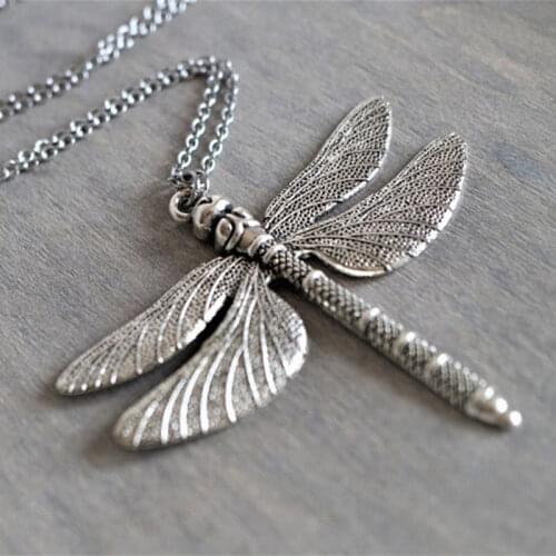 1Pcs Large Dragonfly Pendant Long Chain Necklace Boho Long Necklace Good Luck Butterfly Necklace Necklaces for Women