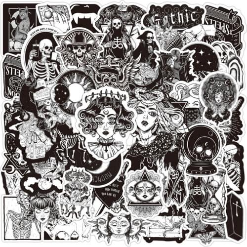 10/50Pcs/lot Cartoon Gothic Terror Classic Retro Graffiti Sticker For Suitcase Phone Case Laptop Mixed Luggage Pikachu Kids Diy