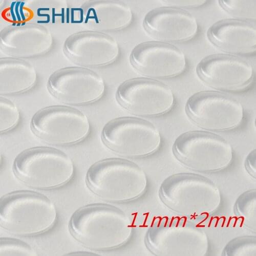 100PCS 11*2mm Clear/Black Self Adhesive Anti Slip Silicone Rubber Feet Pads,Flat Silica Gel Shock Absorber Pads For Glass Table