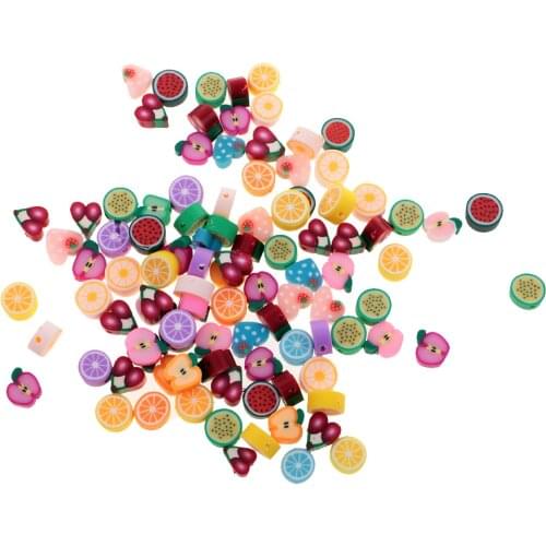 100Pcs Mixed Polymer Clay Fruits Spacer Beads DIY Jewelry Decoration Finding Accessories