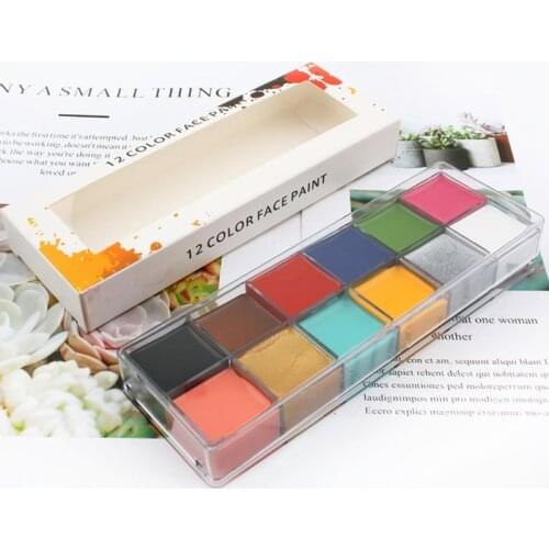 12 Colors Face Body Painting Art Non Toxic Safe Oil Paint Halloween Fancy Dress Beauty Makeup Tool 85DD