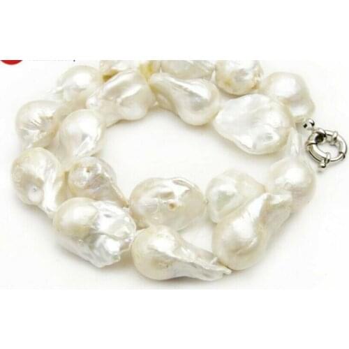 15-22mm White Baroque Natural Nuclear Pearl Necklace for Women Jewelry 18" 36"