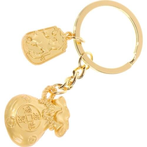 2021 Year Of The Ox New Year Gift Key Holder 2021 Chinese Wind Ox Year lucky Bag Treasure Creative Fortune Car Keychain Gifts