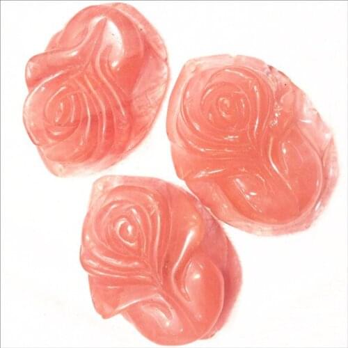 3pcs natural gem stone pendants flower beads carving items only one for your diy beads accessories 33x47mm