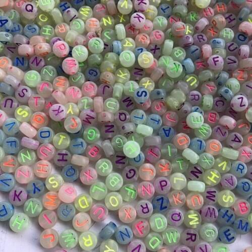 4*7mm luminous aphabet letter beads for jewelry making