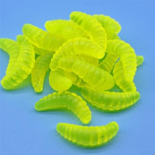 50pcs/lot maggot Grub Soft Fishing Lure worm hooks artificial Protein bait Lifelike 2cm 0.4g Worms baits Glow Shrimps Fish Lures