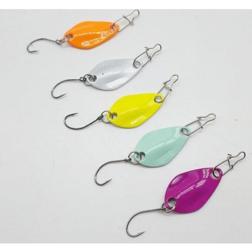 50pcs/lot Carp Hard Bait Fishing lure Metal Spoon Samll Mini 2g 30mm Single Hook Pesca micro trout ultralight