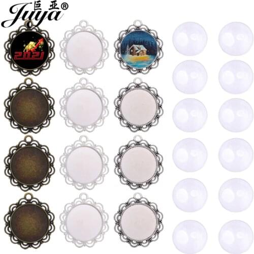 60Pcs/Set Vintage Pendant Cabochon Bases Matching 25mm Cameo Glass For Charms Designs DIY Jewelry Making Accessories Wholesales