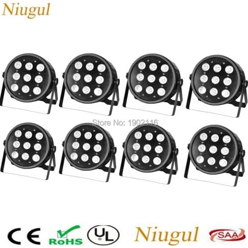 8pcs/lot 9x12W LED Par Light/RGBW 4IN1 DJ Flat Par QUAD LED Wash Disco Light/DMX512 Controller Stage Effect Lighting /Party Lamp