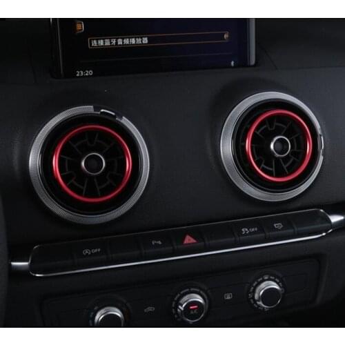 Car Console Air Conditioner Outlet Frame Cover Trim For Audi A3 V8 2013-18 Interior Accessories Red Air Vents Circle Rings