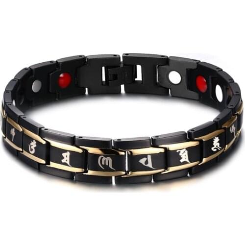 High Quality Fashion New Jewelry Mens Black Titanium Steel Magnetic Bracelets Gift 12MM 8.66"