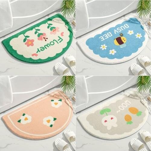 Flower Bathroom Carpet Non-slip Area Rugs Plush Doormat Rugs Soft Yeallow Floor Mat Water Absorbent Bath Mats Tapis for Bedroom