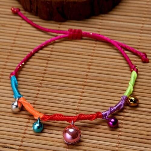 Childrens colorful rope bell bracelet chain mother and baby shop hot hand-woven bell bracelet
