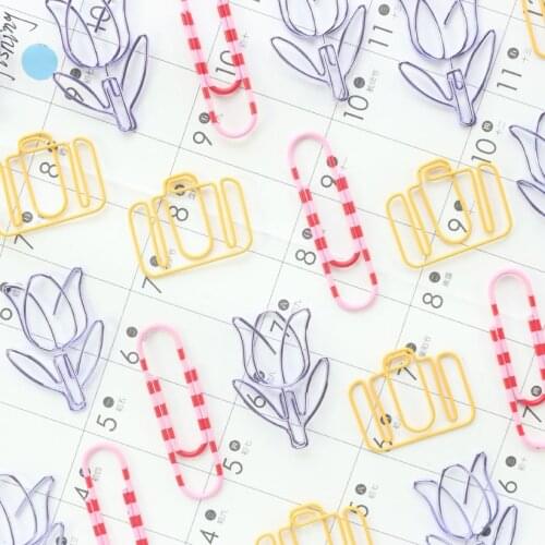 Domikee kawaii watercolor colored office school index organizer paper clips bookmark cute student paper memo clips stationery