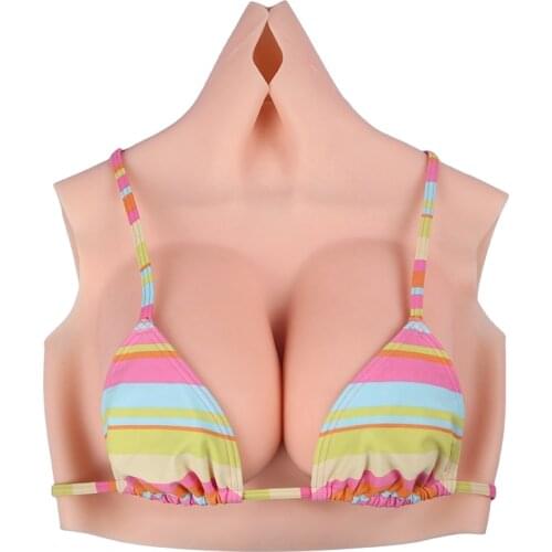 E CUP Short High Collar Neck Fake Artificial Boob Realistic Silicone Breast Forms Crossdresser Shemale Transgender Drag Queen 4G