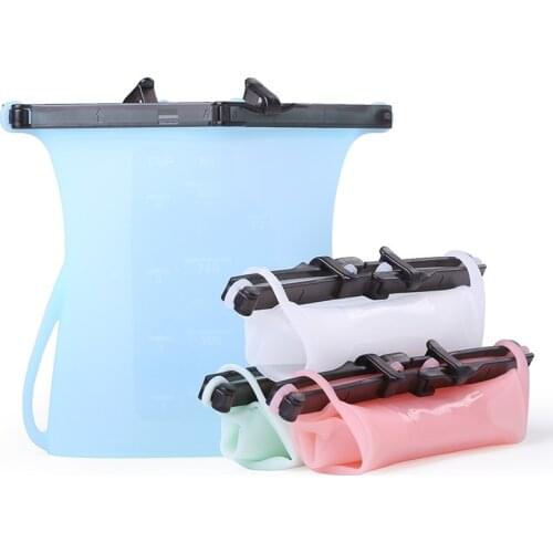 Zero Waste Eco Friendly Portable Reusable Silicone Food Storage Bag Vacuum Self-sealing Packaging Bag