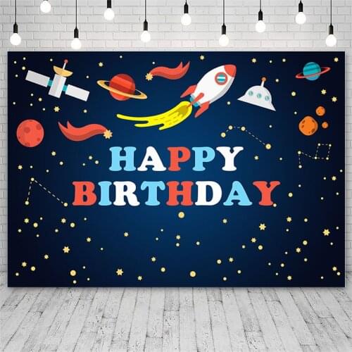 Avezano Backdrops Baby Shower Birthday Party Rocket Planet Universe Boy Background Photo Studio Photophone Wallpaper Customized