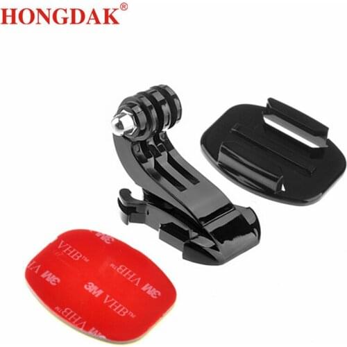 HONGDAk Free Shipping Go pro Accessories J Shape Hook Buckle Mount+3M Adhesive +Flat Surface Mount for GoPro Hero 7 6 5 4 3