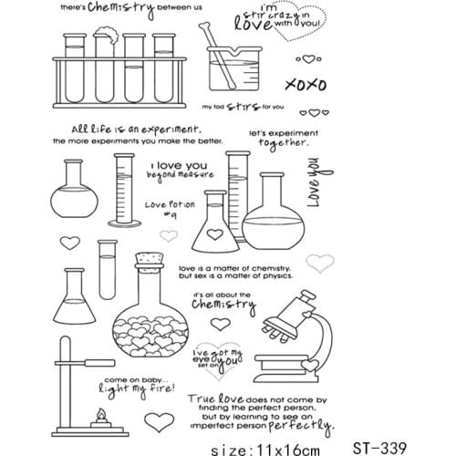 AZSG Chemical Instrument Flask Microscope Clear Stamps For DIY Scrapbooking/Card Making/Album Decorative Silicon Stamp Crafts