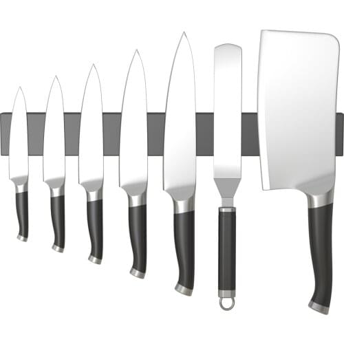 BVZ Adhesive Stainless Steel Magnetic Knife Holder for Wall,Knife Block for Refrigerator,No Drill Magnetic Knife Strip Bar,Black