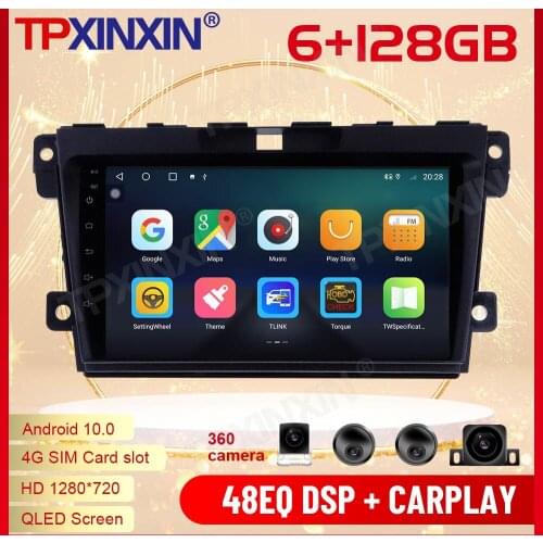 2 Din Carplay Android Radio Receiver Multimedia Stereo For CX 7 2008 2009 2010 2011 2012 2013 2014 GPS Video Recorder Head Unit