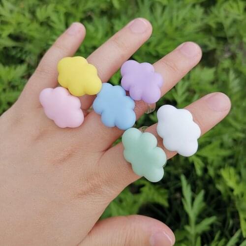 Fashion Cute Cartoon Multicolor Cloud Ring Sweet Girl Party Acrylic Ring Accessories Creative Wedding Jewelry Gift