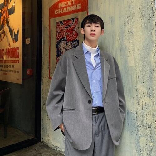 2019 Autumn Mens Concise Single Western Clothes Coats Solid Color Suit Jackets Casual Blazers Cotton Loose Outerwear Size M-XL