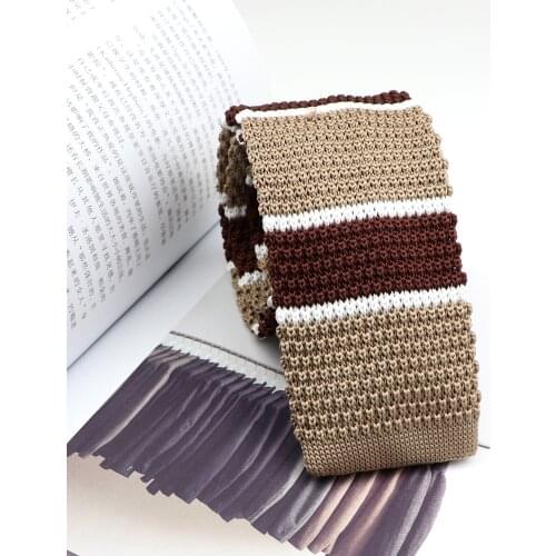 Men Knitted Knit Leisure Striped Ties Concise Polyester Weave Necktie Skinny Narrow Neck Tie Skinny Woven Designer Cravat