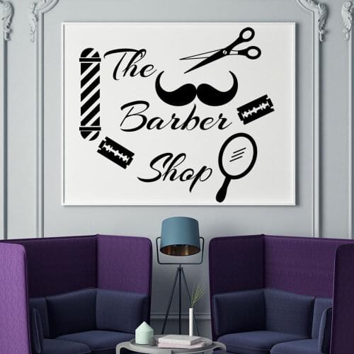 Wall Decal Haircut Barber Shop Wall Sticker Shave Hairdresser Wall Window Art Mural Remobable Vinyl Barber Shop Wallpaper AY906