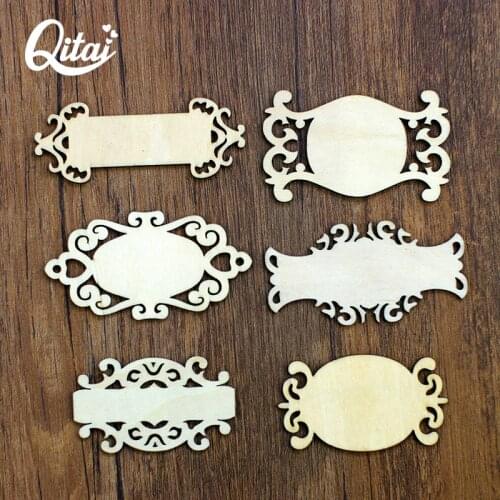 QITAI 36Pieces/Lot 6 Unpainted Signs Wood Veneer Shape DIY Scrapbooking Crafts Home Decoration Accessories Embelishment WF041