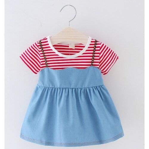 New 0-24M Casual Summer Baby Girls Dress Cotton Print Striped Short Sleeve Cute Infant BABY Dresses Toddler baby Girl Clothes