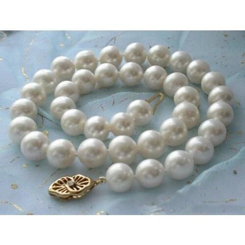 New Arrival Real Unique Pearl Necklace 17'' 12mm White Round Freshwater Cultured Pearl Perfect Wedding Party Gift Women Jewelry