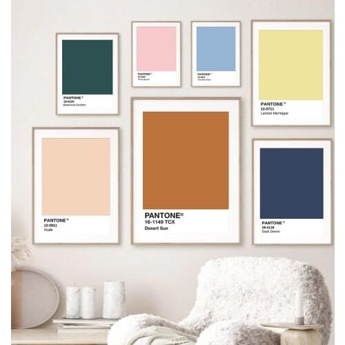 Pantone Color Pink Yellow Green Modern Wall Art Canvas Painting Nordic Posters And Prints Pictures For Living Room Home Decor