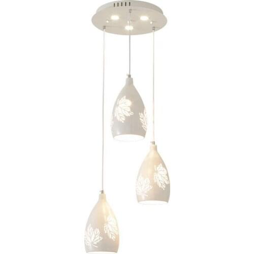 Modern Hollow out Maple leaf Restaurant LED Pendant Lights Dining Room White Pendant Lamp Bar Counter Hanging Lamps