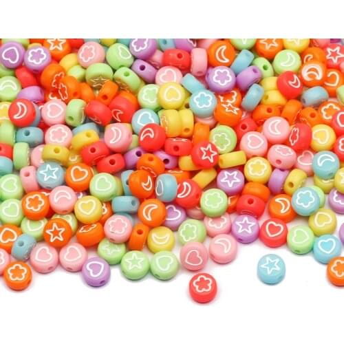 Colorful Mix Star/Heart/Moon Acrylic Beads 4x7mm Loose Letter Apacer Beads For Jewelry Making Diy Necklace Bracelet Accessories